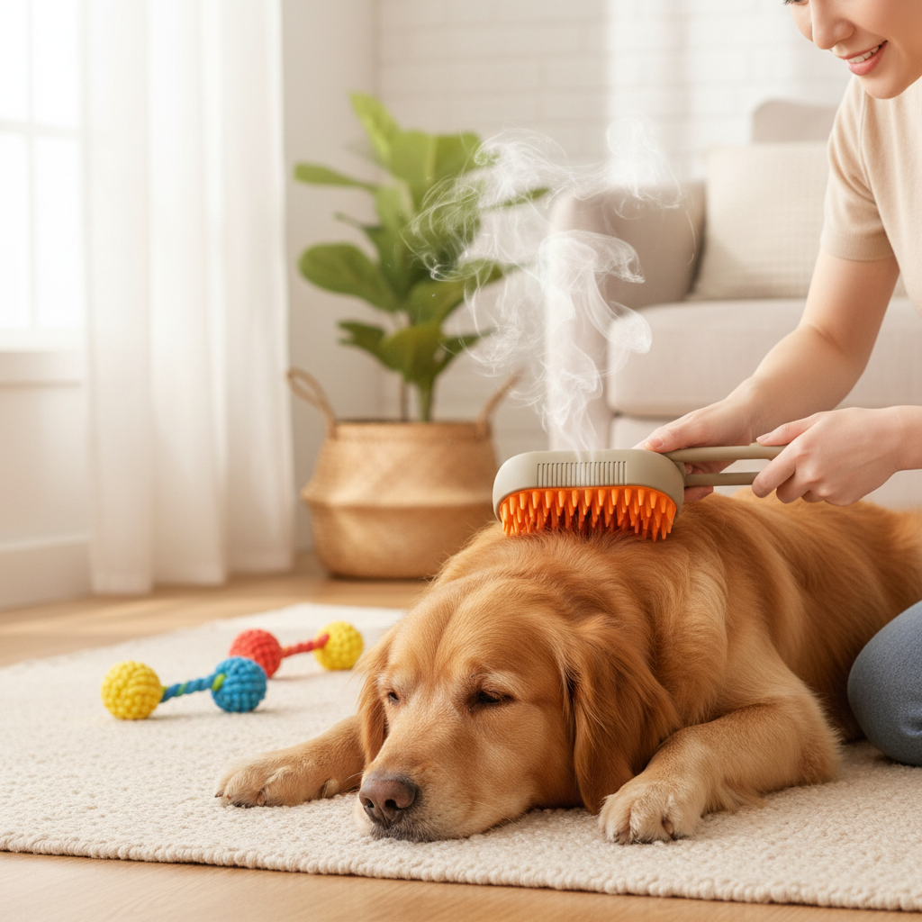 Brosse vapeur multifonction pour chiens et chats – 3 en 1